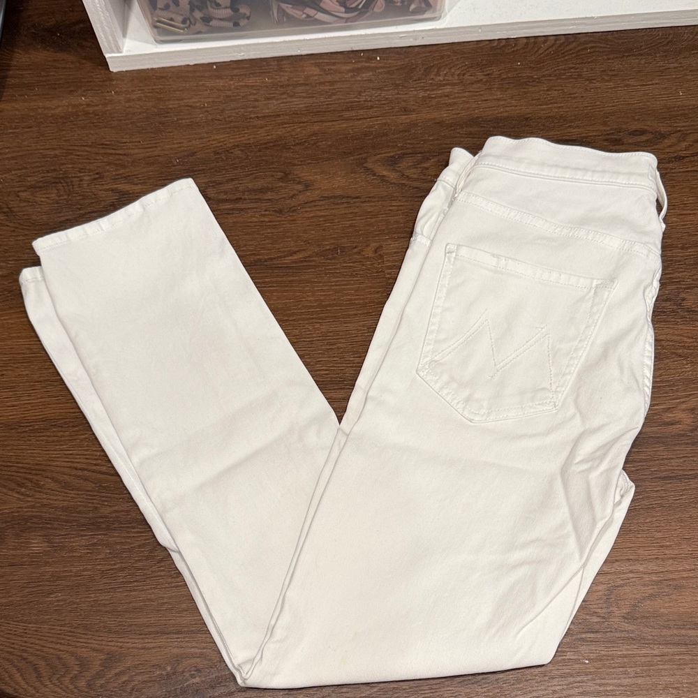 MOTHER Women's Off-White Straight Leg Jeans